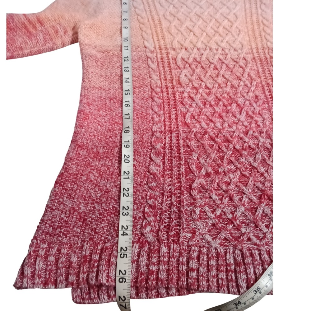 St Johns Bay Women XL Ombre Pink Cable Knit Cotton Acrylic Sweater Long Sleeve - Picture 8 of 10